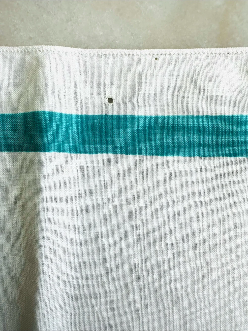 Vintage Cotton Napkins with Teal Border (4)